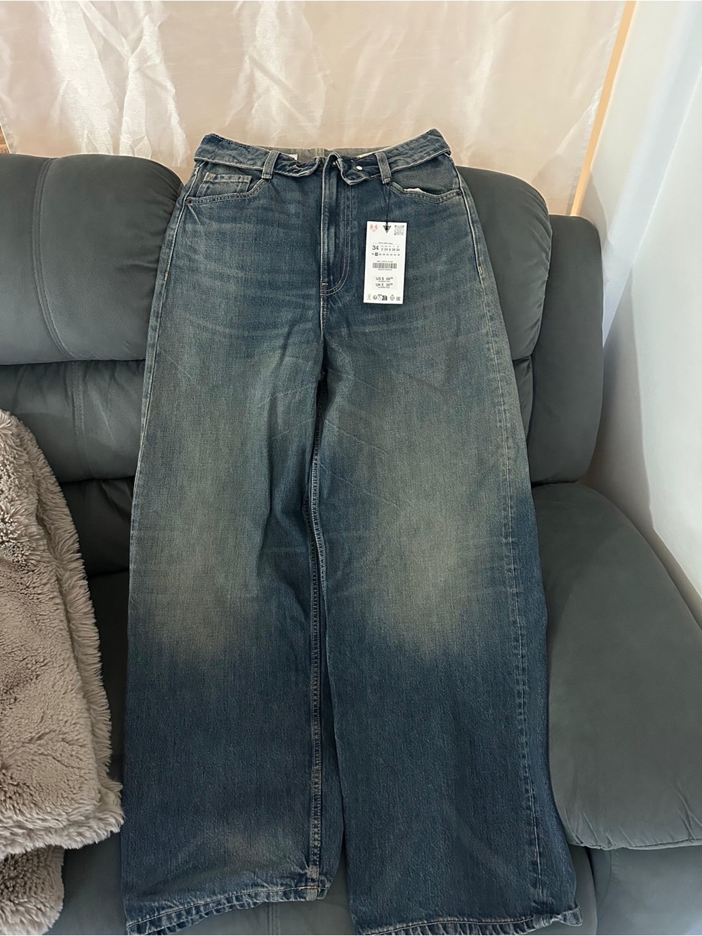 Wide Leg Women’s Jeans - Washed Blue